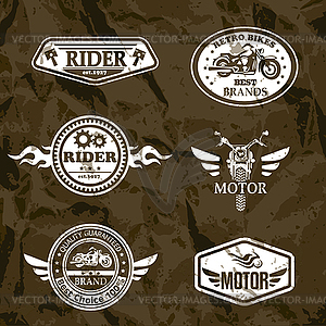 Motorcycle vintage labels, set of emblems - vector clipart