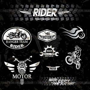 Motorcycle vintage labels, set of emblems - vector clipart