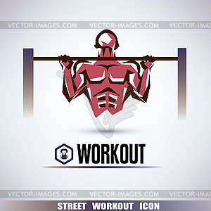 Street workout symbol, man is pulling up on - vector clipart / vector image