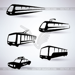 Public city transport icons set - vector clipart / vector image