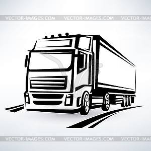 Europian truck outlined symbol - white & black vector clipart