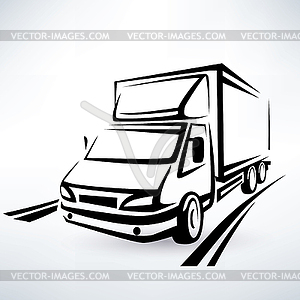 Mini van outlined sketch, symbol - vector clipart