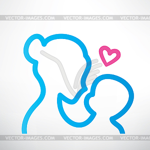 Mother and baby symbol - royalty-free vector image