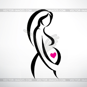 Pregnant woman symbol, stylized sketch - vector image