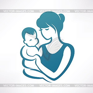 Мать и ребенок стилизованный символ - векторное изображение