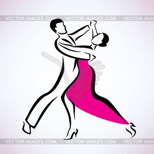 Танцующая пара, рассказал эскиз - векторный графический клипарт