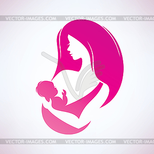 Мать и ребенок стилизованный символ - векторная иллюстрация