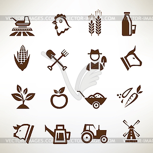 Farm and agriculture icons collection - vector clip art