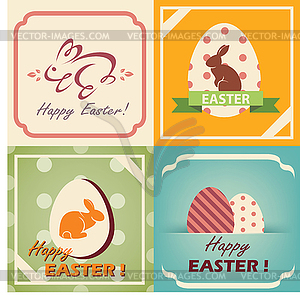 Vintage easter cards set, easter background in retr - vector image