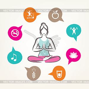 Healthcare and fitness infographics, harmonic life - royalty-free vector image