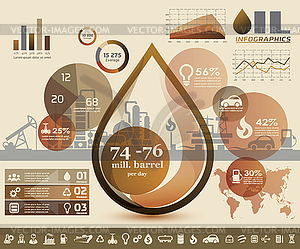 Oil and gas industry infographics, extraction, - vector image