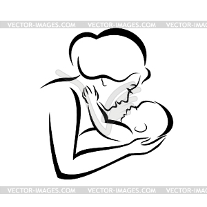 Mother and baby stylized symbol - vector clipart