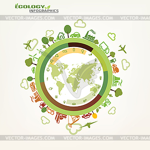 World, global ecology concept, environmental icons - vector clip art