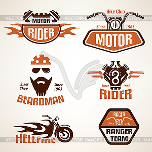 Set of vintage motorcycle labels, badges and - vector clipart / vector image