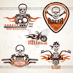 Set of vintage motorcycle labels, badges and - vector image