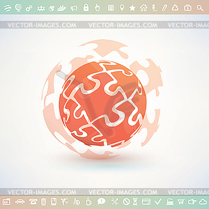 Globe made of puzzle piecies, business and - vector image