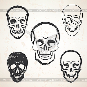 Skull sketches set in different styles - vector clipart