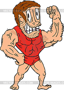 Bodybuilder Flexing Muscles Cartoon - vector clip art