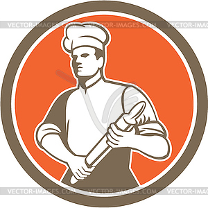 Chef Cook Rolling Pin Circle Retro - vector image