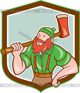 Paul Bunyan LumberJack Shield Cartoon - royalty-free vector image