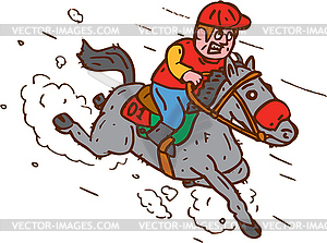 Jockey Horse Racing Cartoon - vector clip art