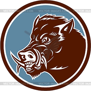 Wild Boar Razorback Head Side Circle Retro - vector clipart / vector image