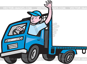 Грузовая платформа Driver Размахивая Мультяшный - векторный графический клипарт