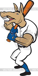 Donkey Baseball Player Batting Cartoon - vector image