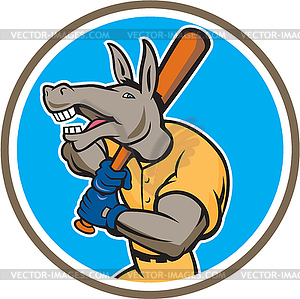 Ватин Donkey бейсболист Круг Мультяшный - изображение векторного клипарта