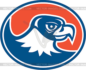 Falcon Head Side Oval Retro - vector clipart / vector image