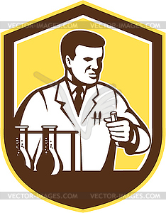 Scientist Lab Researcher Chemist Shield Retro - vector image