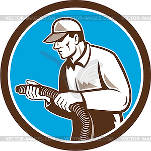 Home Insulation Technician Retro Circle - vector image