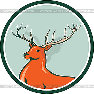 Red Stag Deer Side Circle Cartoon - royalty-free vector image