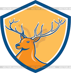 Red Stag Deer Head Shield Cartoon - vector clipart