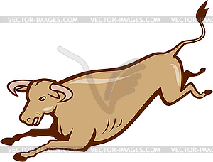 Bull Cow Jumping Cartoon - vector clipart