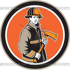 Пожарный Пожарный Холдинг Пожарный топор Круг - изображение в формате EPS
