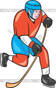 Ice Hockey Player With Stick Cartoon - vector clipart