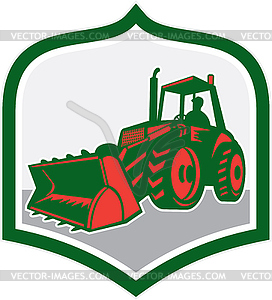 Mechanical Digger Excavator Shield Retro - vector clip art