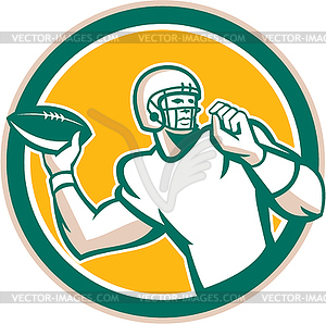 American Football QB Throwing Circle Retro - vector clipart