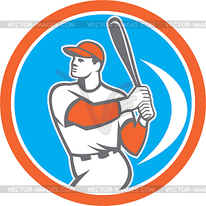 Baseball Batter Hitter Bat Circle Retro - vector image