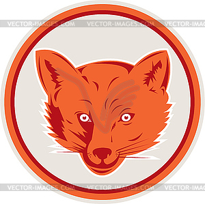 Red Fox Head Front Circle Ретро - клипарт в векторном виде