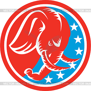 Elephant Head Side Stars Circle Retro - vector clip art