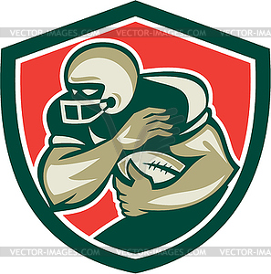 American Football Running Back Fending Shield - vector image