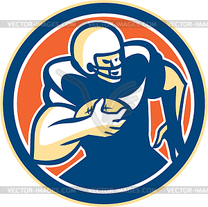 American Football Player Running Circle Retro - vector clipart
