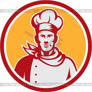 Baker Chef Cook Bust Front Circle Retro - vector clip art