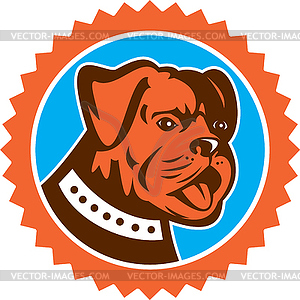 Bulldog Dog Mongrel Head Mascot Rosette - vector clipart