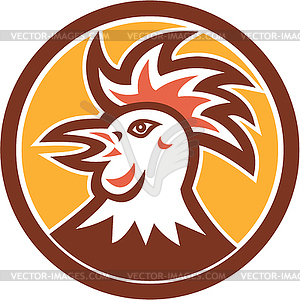 Cockerel Rooster Head Circle Retro - vector clip art