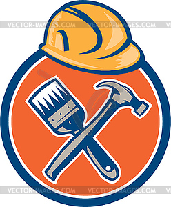 Builder Painter Carpenter Hammer Brush - vector image