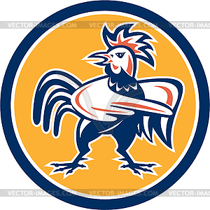 Chicken Rooster Angry Pointing Circle Retro - vector clipart