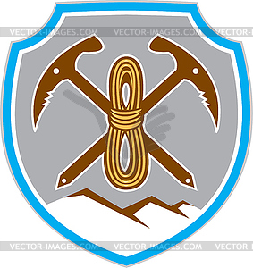 Mountain Climbing Mountaineering Pick Axe Rope - vector image